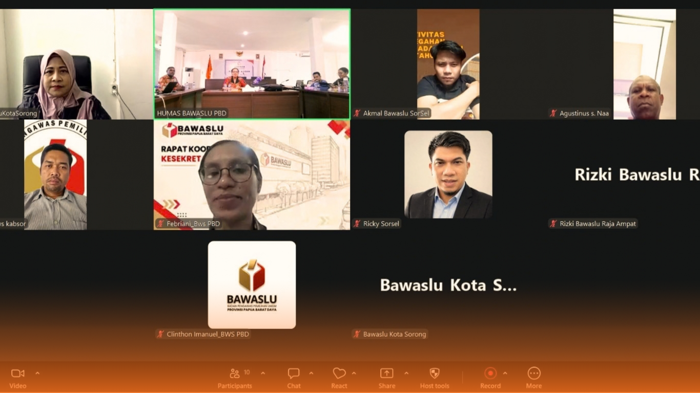 Tangkapan Layar, Rakor Bawaslu Provinsi bersama Bawaslu Kabupaten/kota se-Papua Barat Daya, Kamis (24/09/2026)