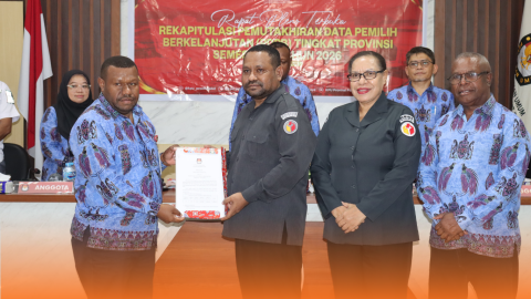 serah Terima berita Acara - rekapitulasi PDPB semester I tahun 2026 - Bawaslu dan KPU Ppaua Barat Daya