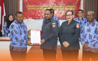 serah Terima berita Acara - rekapitulasi PDPB semester I tahun 2026 - Bawaslu dan KPU Ppaua Barat Daya